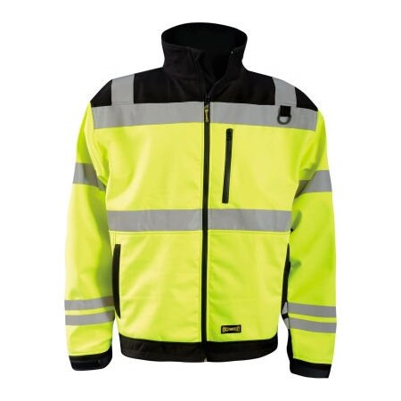 Occunomix High Visibility Soft Shell Jacket, Class 3, Type R, Black/Yellow, XL LUX-M6JKT-YXL